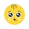 Interested round yellow character color line icon. Mascot of emotions.