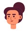 Interested young woman semi flat vector character head