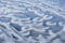 Interesting closeup of natural ice sculptures on frozen lake in wintertime