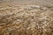 Interesting landscape of desert below Masada fortress on the bank of Dead Sea in Israel