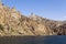 Interesting landscape mountains formed from volcanic rocks on the coast of the Crimea