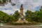 Interesting monument in Zaragoza in a park on a cloudy day