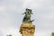 Interesting monument in Zaragoza in a park on a cloudy day