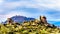 Interesting Rock Formations viewed from the Tom`s Thumb Trail in the rugged mountains of the McDowell Mountain Range