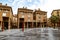 Interesting urban landscape with narrow streets in the spanish city of Zaragoza on a spring day