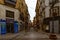 Interesting urban landscape with narrow streets in the spanish city of Zaragoza on a spring day