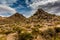 Interesting West Texas Landscape of Desert Area with Rocky Hills and Graffiti.