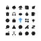 Interface black glyph icons set on white space