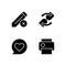 Interface creation process black glyph icons set on white space