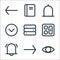 interface line icons. linear set. quality vector line set such as eye, right, notification, button, database, down, bell, book