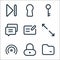 Interface line icons. linear set. quality vector line set such as file, lock, network, fullscreen, mail, message, key, lock