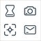 interface line icons. linear set. quality vector line set such as mail, target, camera