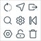Interface line icons. linear set. quality vector line set such as trash, unlock, settings, previous, settings, search, transfer,