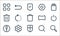 Interface line icons. linear set. quality vector line set such as zoom, shield, warning, search, settings, trash, wide, settings,