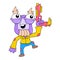 Intergalactic security guard monster brings gunfire, doodle icon image kawaii