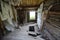 Interior of an abandoned building near Miner`s Delight, Wyoming, a former mining boom town