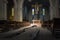 The interior of an abandoned church