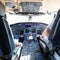 Interior of airplane cockpit.