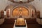 Interior, altar, icons, frescoes, baptismal font, in the old russian traditional orthodox church