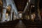 Interior of Ancient Church Cathedral with pillars, arches, and stained glass windows in Scotland, UK