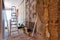 Interior of apartment with materials during on the renovation making wall from gypsum plasterboard