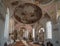 Interior architecture with furniture  decorations  frescoes and sculptures of the church of Paul Catholic Parish and St Peter in