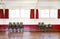 Interior of arranged chairs in wrestling club