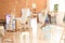 Interior of artist\\\'s workshop prepared for painting classes