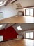 Interior attic and hardwood floor in empty room