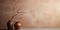 Interior background of room with brown stucco wall and vase with branch