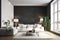 interior background sofa style three-dimensional green house modern room luxury living. Generative AI.