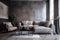 interior background trendy space furniture concrete apartment scandinavian lamp room floor grey. Generative AI.