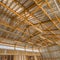 Interior of a barn with metal roof and walls