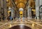 Interior of the Basilica of St. Peter in Rome, Italy, the main Catholic church in the