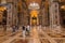 Interior of the Basilica of St. Peter in Rome, Italy, the main Catholic church in the