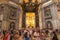 Interior of the Basilica of St. Peter in Rome, Italy, the main Catholic church in the