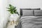 Interior bedroom decor gray white flower