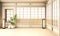 Interior Big Ryokan, room interior design zen japanese style and wooden room design minimal.3D rendering
