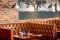 Interior of Booth style Restaurant Diner with Brown Interior