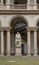 Interior of the Brera Fine Arts Academy in Milan with garden portico and statues