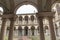 Interior of the Brera Fine Arts Academy in Milan with garden portico and statues