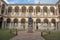 Interior of the Brera Fine Arts Academy in Milan with garden portico and statues