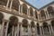 Interior of the Brera Fine Arts Academy in Milan with garden portico and statues