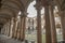 Interior of the Brera Fine Arts Academy in Milan with garden portico and statues