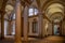 Interior of the Brera Fine Arts Academy in Milan with garden portico and statues