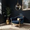 Interior of british colonial living room A modern classic armchair beside an antique sino-portuguese cabinet and luxury marble