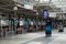 Interior of bus station with walkway and seating waiting area