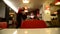 Interior cafe with red design is not in focus