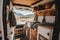 interior of a camper van. Van life. adventure holiday. Generative ai
