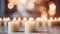 INTERIOR candles. Lighted candles on the table, decor, aroma candles, aromatherapy. Festival of Lights